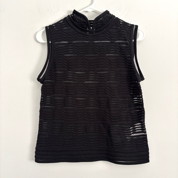 Missoni Black Sleeveless Sheer Top Mandarin Collar Women’s Size 44 / US 8 - Picture 1 of 8